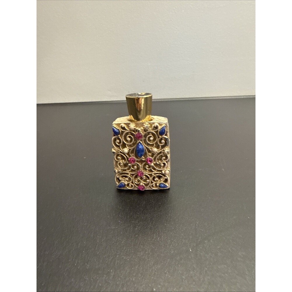 Vtg Florenza Perfume Bottle Filigree Jeweled Gems 1950s Vanity Item USA - Picture 3 of 10
